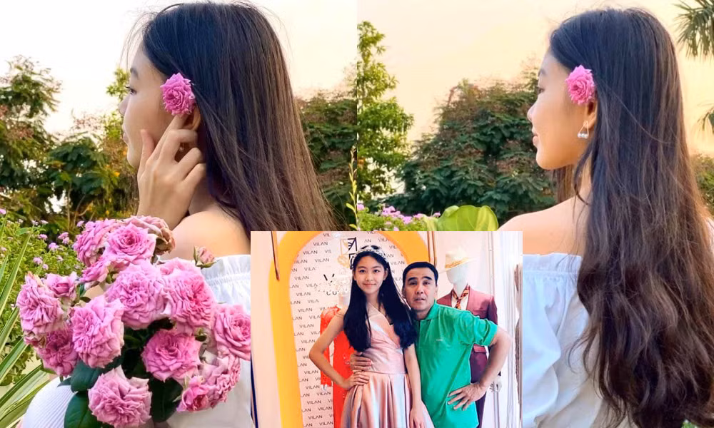 Sao Việt ngày 4/5: Mới đây, bà xã MC Quyền Linh đã chia sẻ ảnh chụp dịu dàng của con gái lớn trong vườn hồng tại nhà. Mái tóc dài điệu đà cùng góc nghiêng thanh tú của Lọ Lem khiến người hâm mộ không khỏi trầm trồ. Dù chỉ mới bước sang tuổi 14 nhưng con gái Quyền Linh liên tục nhận được lời khen vì sở hữu vóc dáng và gương mặt chuẩn “Hoa hậu tương lai”.