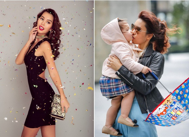 Siêu mẫu Hà Anh với hình ảnh giản dị khi là mẹ.