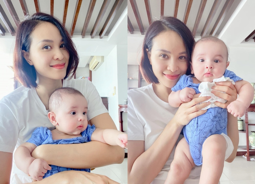 MC Phương Mai tiếp tục chia sẻ những hình ảnh bụ bẫm, đáng yêu của cậu quý tử hơn 4 tháng tuổi.