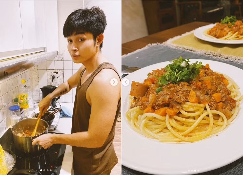 Jun Phạm khiến người hâm mộ không khỏi trầm trồ khi vào bếp nấu mì Ý.