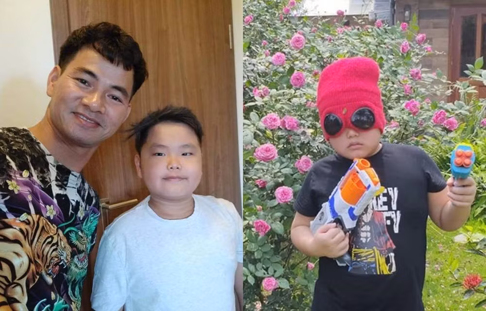Danh hài Xuân Bắc chia sẻ hình ảnh cậu con trai hài hước hóa trang thành siêu nhân để chiến đấu với “kẻ thù” Corona.