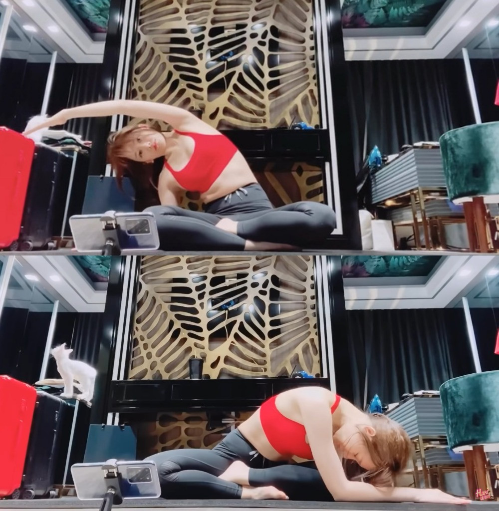 Hari Won khoe clip tập thể dục lấy lại vóc dáng sau những ngày tăng cân do ăn uống quá đà. Nhiều người hâm mộ còn đặc biệt chú ý đến không gian sang trọng và tiện nghi trong phòng ngủ của hai vợ chồng.