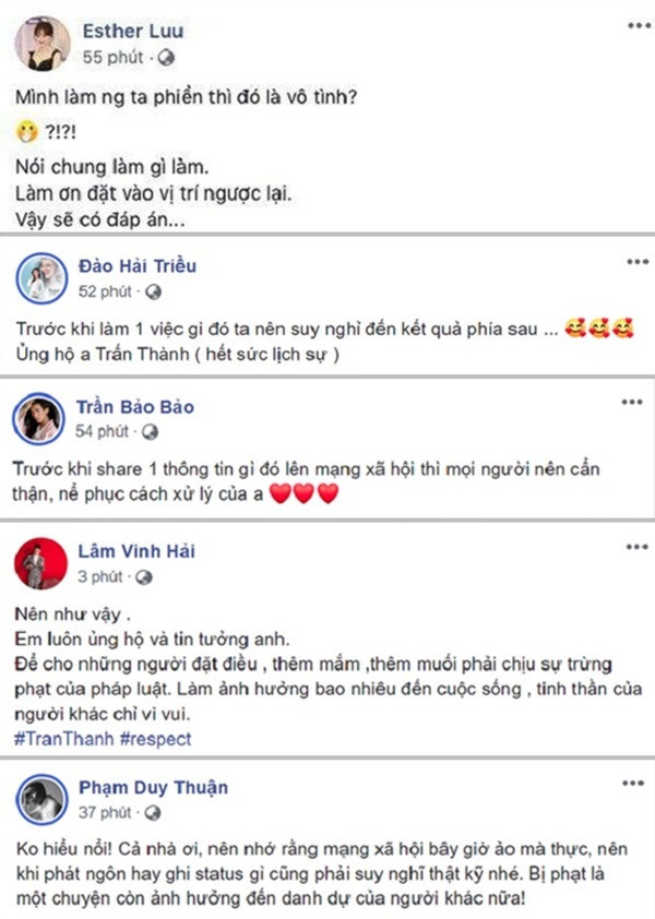 Sao Viet ung ho Tran Thanh xu ly manh tay ke tung tin 