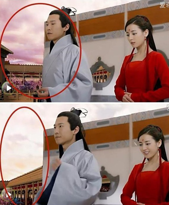 Trong phim Tam sinh tam thế: thập lý đào hoa, cảnh thiên giới thay đổi liên tục trong mỗi giây do sơ suất của khâu hậu kỳ.