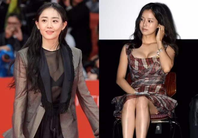 Moon Geun Young từng thu hút ống kính khi diện vest kết hợp áo xuyên thấu nội y. Đây là lần hiếm hoi nữ diễn viên Trái tim mùa thu mặc gợi cảm khi xuất hiện trên thảm đỏ. Trong khi đó, Moon Chae Won (phải) phá cách với đầm cúp ngực. Moon Chae Won chia sẻ trên Newsen: "Tôi đã có chút lúng túng khi đó nhưng stylist nói mọi thứ sẽ ổn thôi".