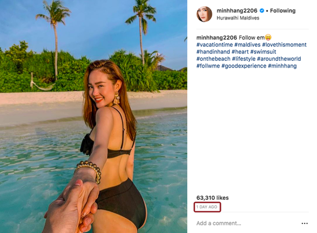 Minh Hằng tung ảnh đi du lịch Maldives...