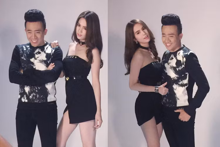 Ngọc Trinh và Trấn Thành cũng từng gây chú ý với loạt ảnh ôm eo, bá vai nhau ở một buổi chụp hình cho gameshow "Kỳ phùng địch thủ".