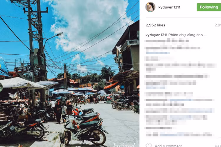 Kỳ Duyên đăng tải hình ảnh phiên chợ Bắc Hà. Ở phần bình luận, người đẹp gốc Nam Định nhận được nhiều lời động viên của người hâm mộ.
