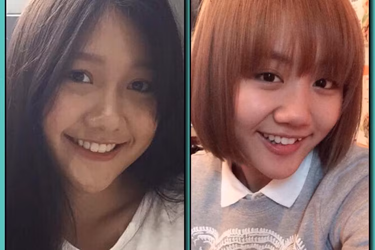 Trong bức ảnh ghép em gái út của Trấn Thành với ca sĩ Văn Mai Hương, hai cô gái này có nụ cười giống nhau đến ngỡ ngàng.