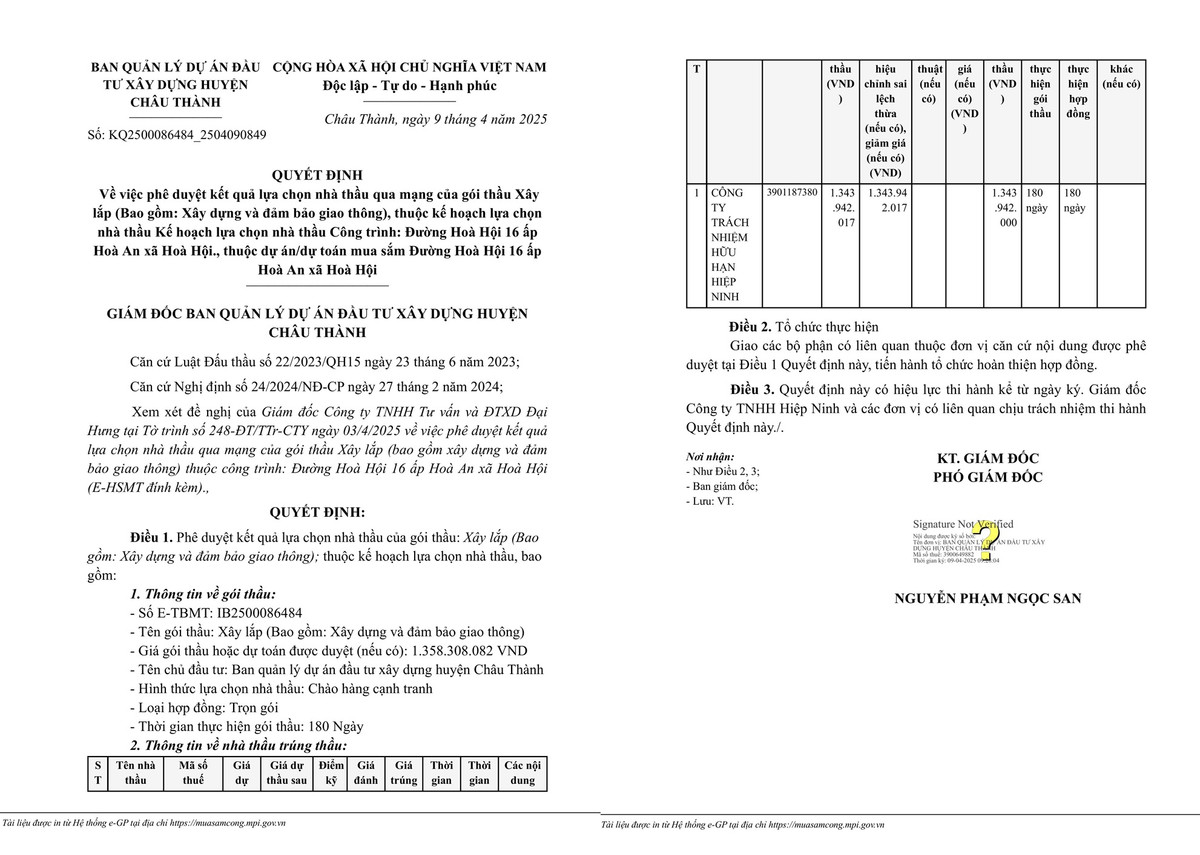 Tây Ninh: Gói thầu xây lắp công trình đường Hòa Hội 16 tiết kiệm được 15 triệu Tay Ninh: Goi thau xay lap cong trinh duong Hoa Hoi 16 tiet kiem duoc 15 trieu