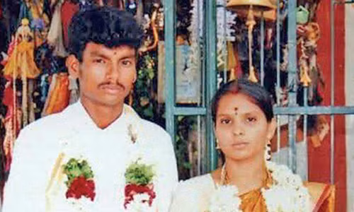 Shankar và Kausalya trong đám cưới của họ.