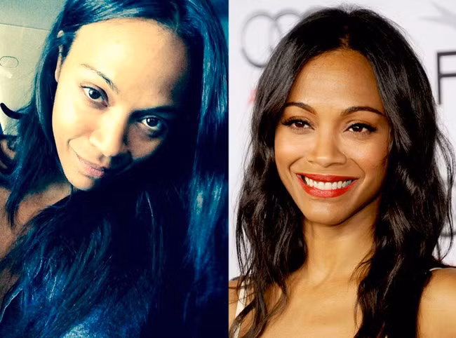 Không thể phủ nhận người đẹp Zoe Saldana rất "ăn son phấn". Chỉ cần tút tát một ít mỹ nữ đã trở nên xinh đẹp hơn rất nhiều.
