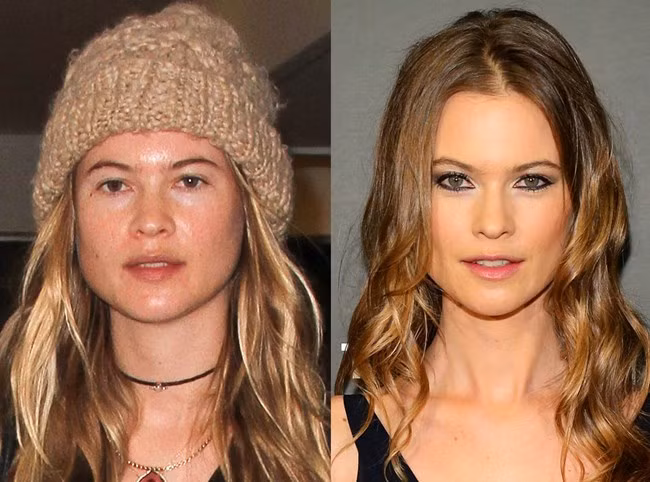 Khi không make up "thiên thần" của Victoria's Secret Behati Prinsloo kém xinh so với lúc trang điểm rất nhiều.