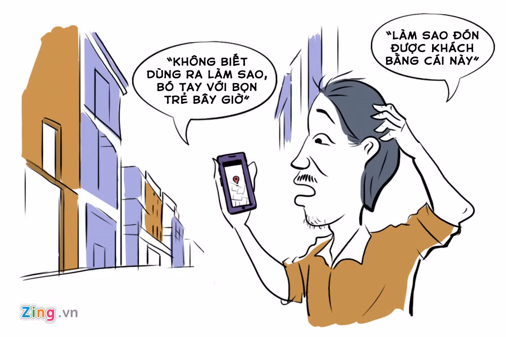 Với tài xế xe ôm truyền thống, những ứng dụng như Uber, Grab là gì đó có viển vông, khó hiểu.