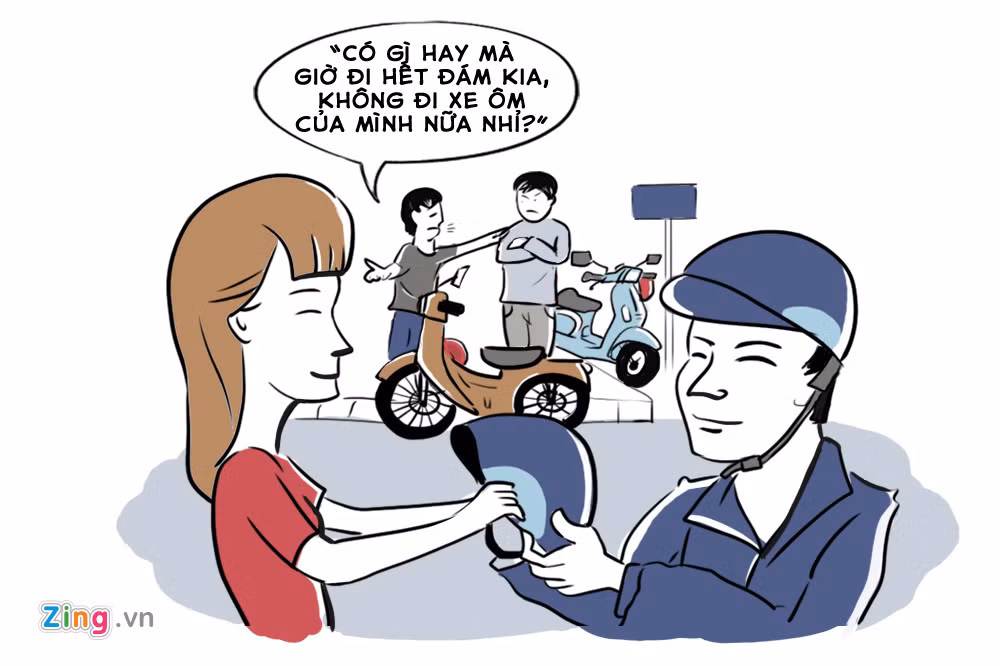 Tài xế xe ôm truyền thống đang mất dần khách vào tay những kẻ đến sau là xe ôm công nghệ.