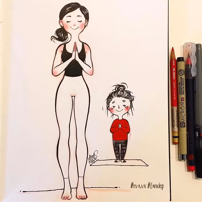 Phi cuoi hinh anh doi lap khi ban tap Yoga voi chuyen gia