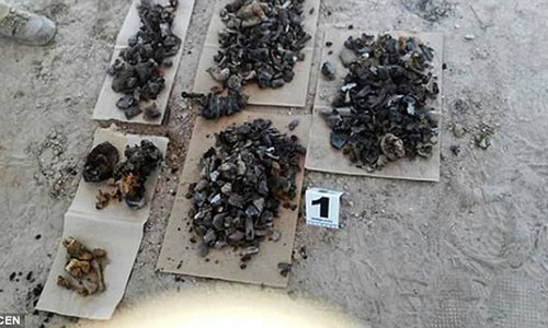 Phần xương đập nát được tìm thấy.