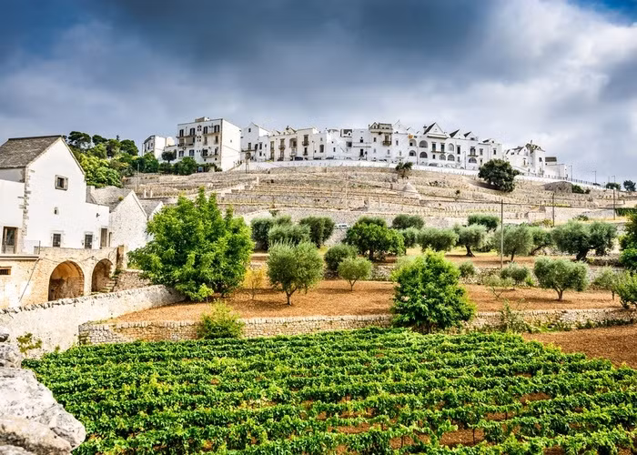 5. Locorotondo, Puglia Locorotondo là một trong những ngôi làng đẹp nhất nước Ý. Những căn nhà trullo với mái nhà hình kim tự tháp được xây dựng từ các phiến đá vôi tọa lạc trong giữa vườn cây hoặc cánh đồng xanh ngắt. Ghé thăm nhà thờ mái vòm, tháp và thưởng thức rượu vang là những trải nghiệm không nên bỏ qua khi đến nơi đây.