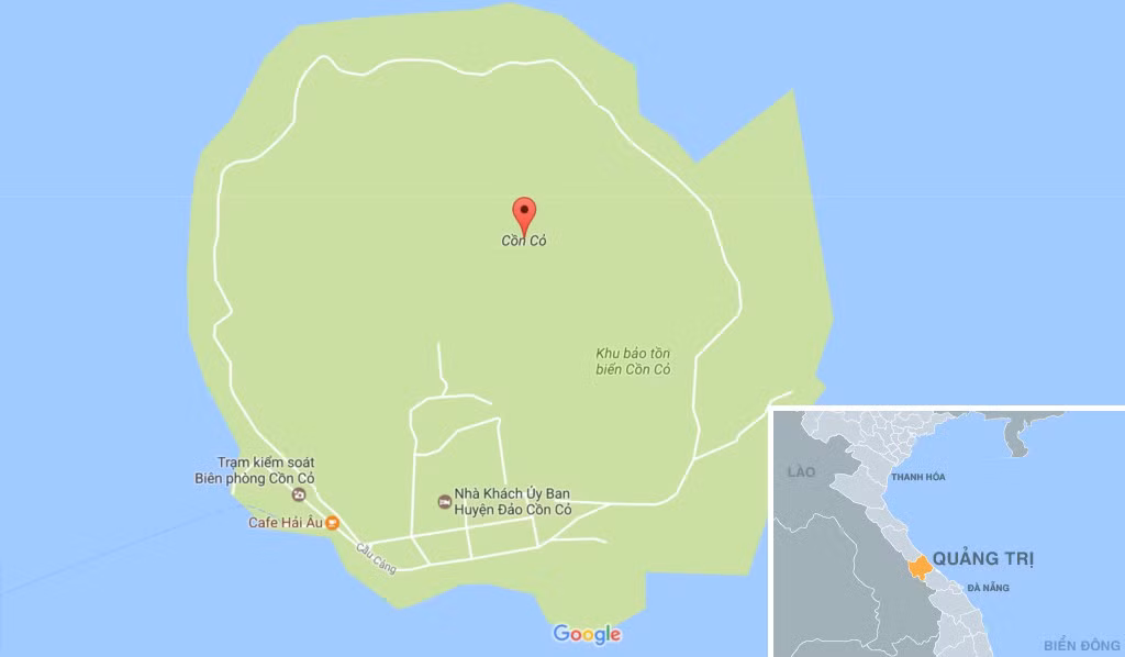 Vị trí và bản đồ trên đảo Cồn Cỏ.