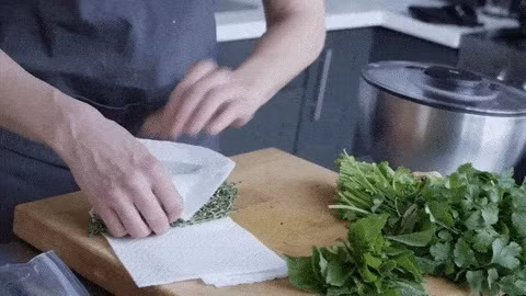 Để trữ rau được tươi lâu hơn Đặc biệt là các loại rau thơm như hành ngò. Nếu muốn chúng tươi lâu hơn trong tủ lạnh, bạn hãy gói chúng trong một chiếc khăn giấy ướt trước khi cất nhé. Chúng sẽ luôn tươi giòn như mới trong lần sử dụng kế tiếp.