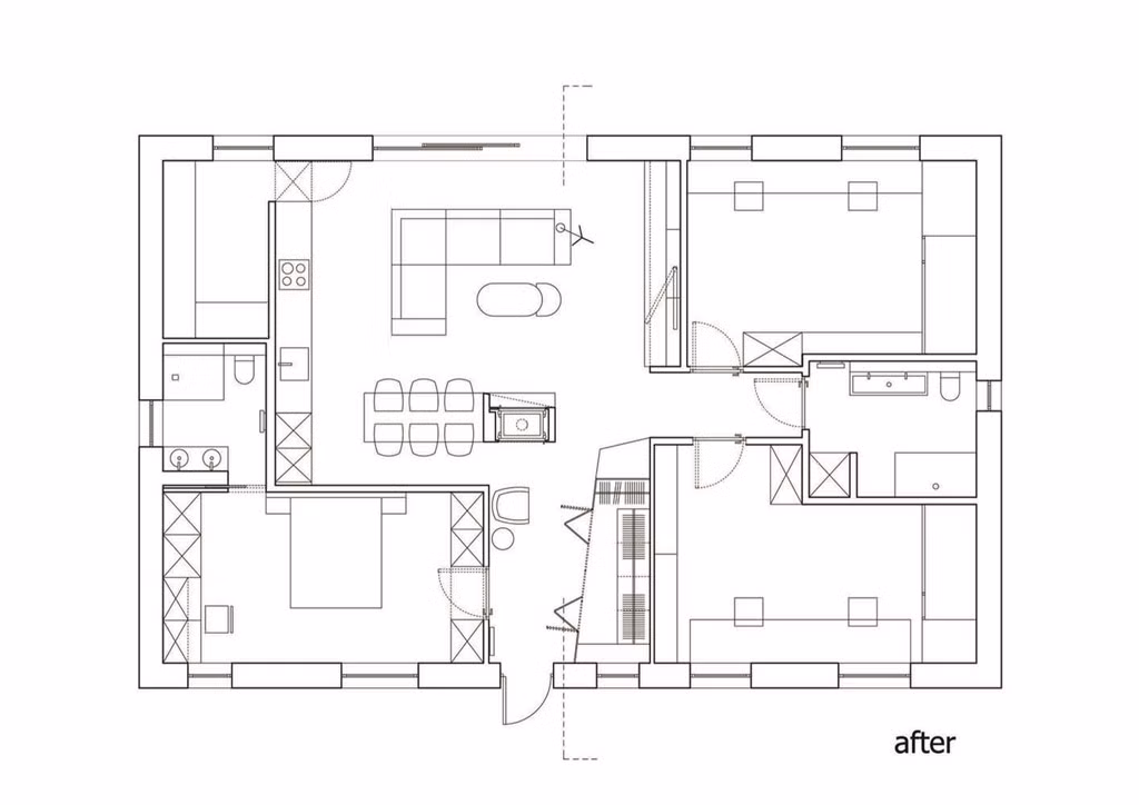 Mặt bằng căn hộ 134 m2.