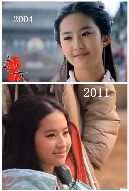 Bức ảnh so sánh người đẹp Hoa ngữ năm 2011 không khác mấy so với thưở mới vào nghề, cô ngày càng đằm thắm và xinh đẹp hơn trước.