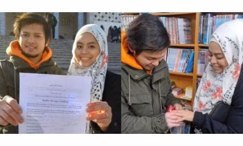 Cặp vợ chồng Hồi giáo ở Malaysia vừa mới kết hôn tại Hàn Quốc.