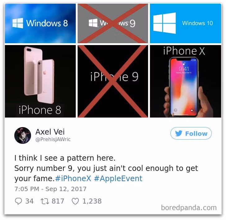 Dân mạng Axel Vei cảm thấy số 9 khá "nhọ" khi bị các "ông lớn" công nghệ bỏ qua không thương tiếc.