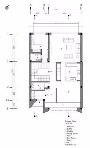 Ngôi nhà nhìn qua bản thiết kế tổng thể.