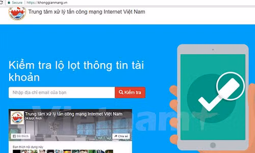 Công cụ trực tuyến kiểm tra lộ lọt thông tin tài khoản. (Nguồn: chụp màn hình)