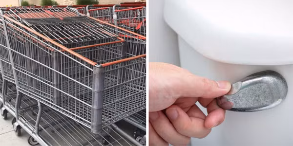 1. Xe đẩy tại cửa hàng tạp hóa giá rẻ có số vi khuẩn nhiều gấp 270 lần hơn so với tay gạt bồn cầu của bạn Một xe đẩy tại cửa hàng tạp hóa giá rẻ có 8.112 vi khuẩn trên mỗi inch vuông, trong khi trên tay gạt nước bồn cầu chỉ có 30 vi khuẩn khuẩn trên mỗi inch vuông.