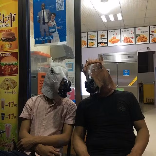 Mặt nạ hình thú Không phải loại mặt nạ bằng nhựa rẻ tiền trong dịp trung thu mà là loại mặt nạ có tạo hình khá giống… yêu quái trong Tây du ký. Nếu đeo sản phẩm kỳ lạ này ra đường lúc nửa đêm, hắn sẽ có nhiều người bị dọa hết hồn.