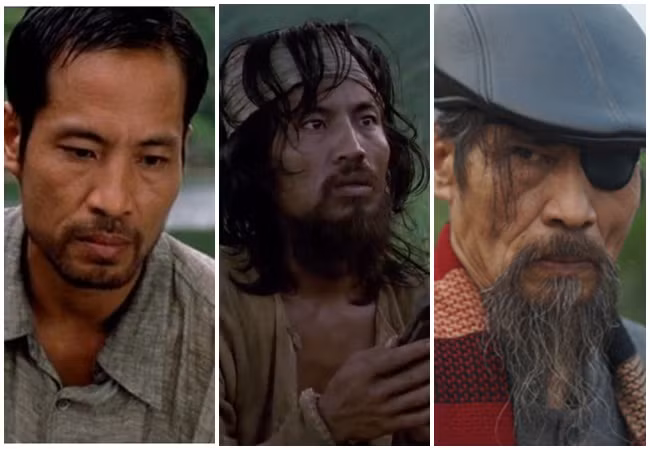 Ông trùm "mì tôm" Thế "chột" (NSƯT Chu Hùng) độc ác và nhiều mưu mẹo. Nhưng trong tấm ảnh đầu tiên, NSƯT Chu Hùng lại nhìn rất chất phác, thật thà. Còn trong tấm ảnh thứ hai, ai có thể nhận ra người đàn ông khắc khổ, đen nhẻm trong phim Đông Dương chính là lão "Chột già" luôn đối đầu với ông trùm Phan Quân.