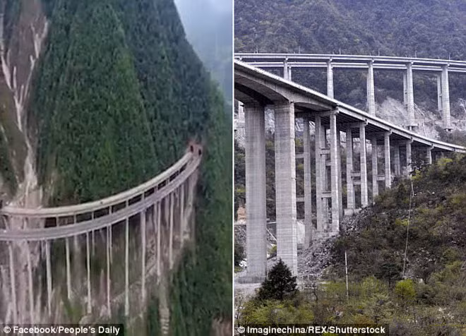 Ron nguoi cau xay cheo leo uon luon tren vach nui