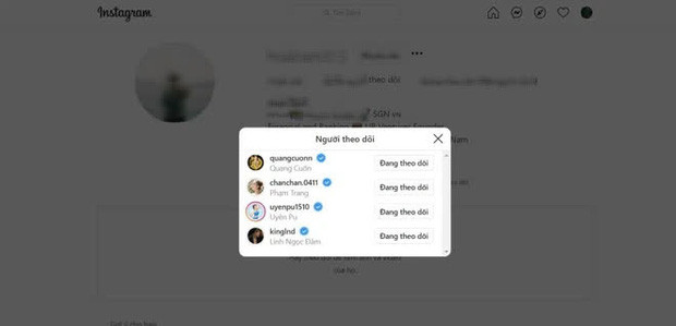 Theo dõi trên trang Instagram cá nhân của H.N có thể thấy hội anh chị em thân thiết của nữ streamer Linh Ngọc Đàm như Uyên Pu, Quang Cuốn, Xoài Non... đều có follow chàng trai này.