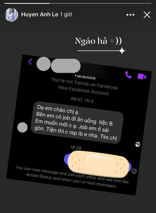 Mới đây, hiện tượng mạng Bà Tưng đã chia sẻ tin nhắn của một người lạ gửi đến mình với nội dung: "Dạ em chào chị ạ. Bên em có job đi ăn uống tiệc B. Em muốn mời chị ạ. Job em ở Sài Gòn. Tiện thì chị rep inbox em nha. Cảm ơn chị".