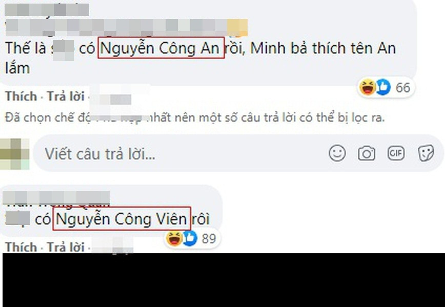 Ngoài ra, không ít cái tên vô cùng hài hước được netizen nhanh nhảu giới thiệu đến vợ chồng Công Phượng như "Nguyễn Công Viên" - được ghép từ tên lót của Công Phượng và Viên Minh. Ảnh: Chụp màn hình