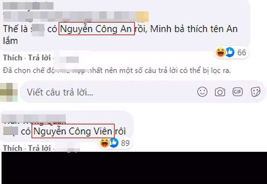 Ngoài ra, không ít cái tên vô cùng hài hước được netizen nhanh nhảu giới thiệu đến vợ chồng Công Phượng như "Nguyễn Công Viên" - được ghép từ tên lót của Công Phượng và Viên Minh. Ảnh: Chụp màn hình