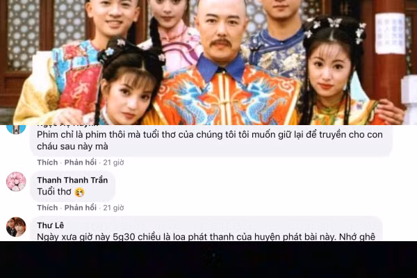 "Phim chỉ là phim thôi mà tuổi thơ của chúng tôi, tôi muốn giữ lại để truyền cho con cháu sau này", "Ngày xưa giờ này 5h30 chiều là loa phát thanh huyện phát bài này. Nhớ ghê",...bình luận của cư dân mạng khi nhớ về Hoàn châu cách cách.