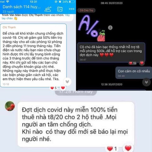Chị Thanh, một chủ nhà trọ tại Đà Nẵng trước đây từng "đốn tim" netizen với thông báo giảm giá 50% tiền trọ cho các phòng trong đợt dịch. Chị còn nhắc nhở các bạn sinh viên thực hiện các biện pháp giãn cách xã hội để phòng, chống dịch bệnh.