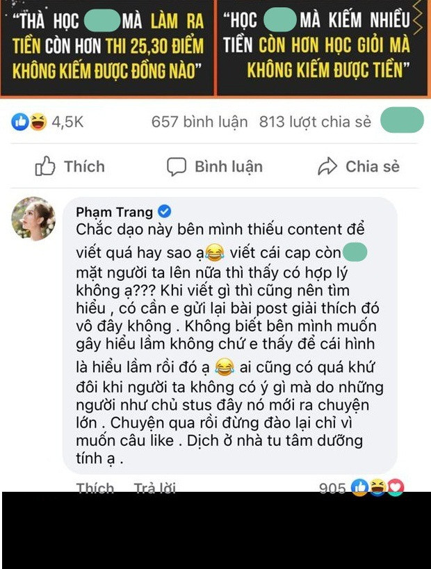 Đáng chú ý, Xoài Non lại vào tận nơi, quyết phản pháo một phen khiến nhiều người chú ý. Cụ thể, cô nàng mỉa mai dạo này mọi người thiếu content để viết quá hay sao mà phải lấy cả mặt người ta lên như thế.