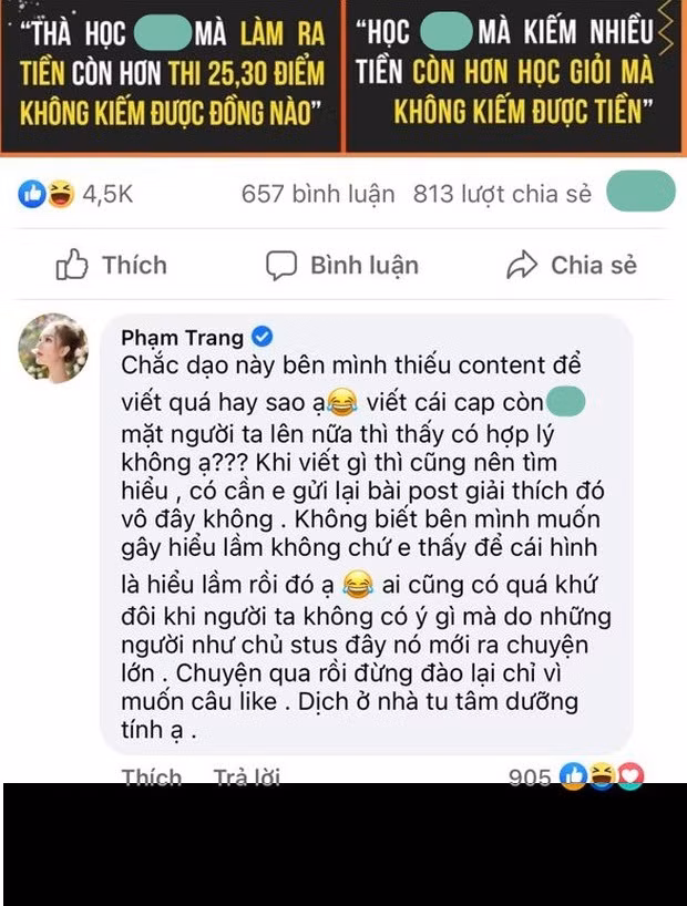 Đáng chú ý, Xoài Non lại vào tận nơi, quyết phản pháo một phen khiến nhiều người chú ý. Cụ thể, cô nàng mỉa mai dạo này mọi người thiếu content để viết quá hay sao mà phải lấy cả mặt người ta lên như thế.