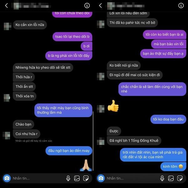 Tống Đông Khuê nhắn tin trực tiếp với T. để làm rõ mọi chuyện nhưng không có kết quả.