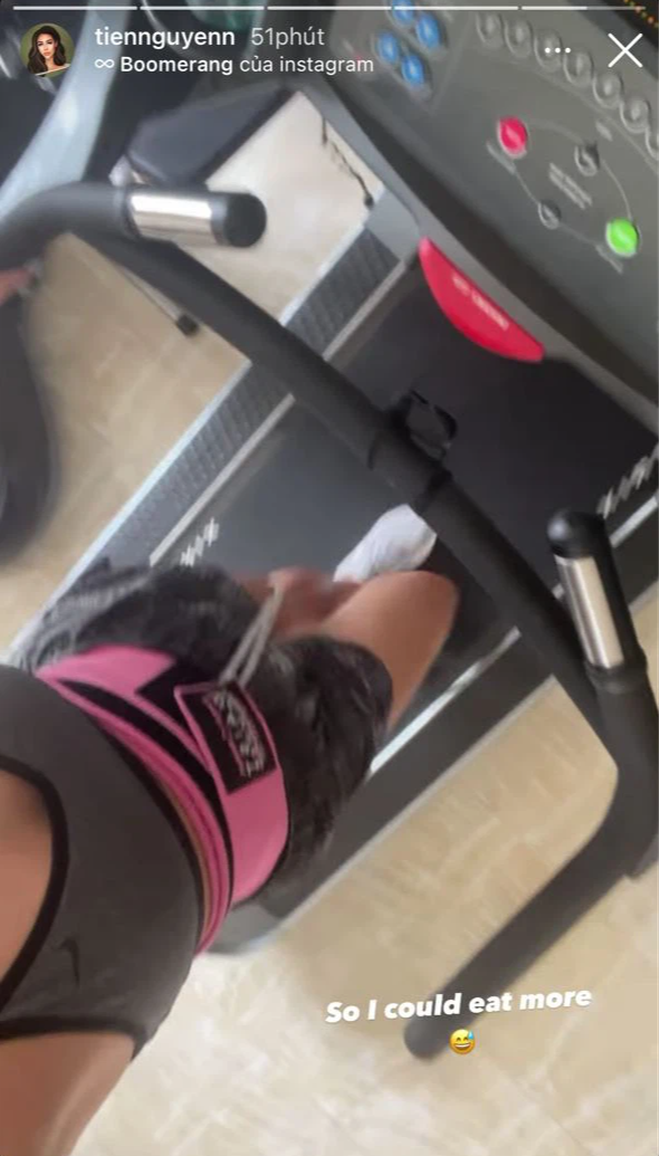 Nữ rich kid thi thoảng còn chia sẻ lên story trang cá nhân hình ảnh tập luyện chạy bộ tại gia.