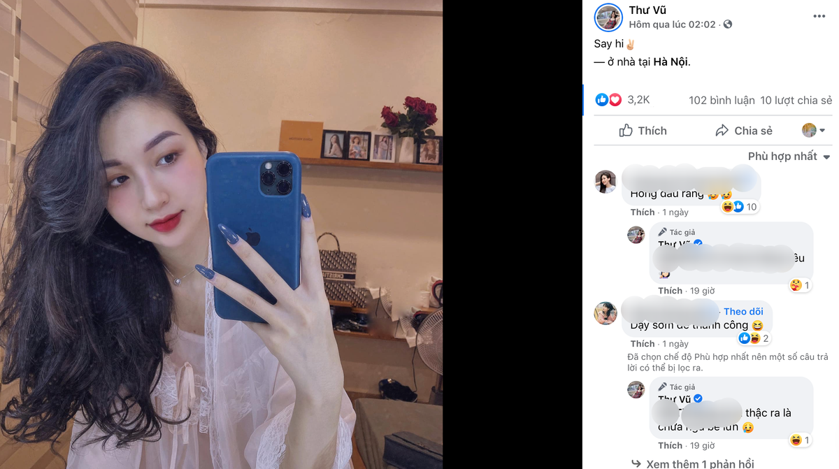 Dù đã quay trở lại mạng xã hội nhưng Thư Vũ vẫn quyết định khóa bình luận công khai, tránh những ý kiến tiêu cực.