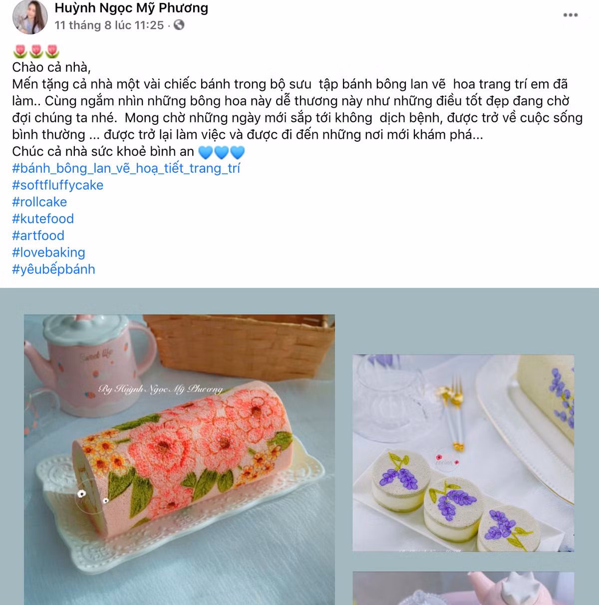 Mới đây, bài viết chia sẻ hình ảnh những chiếc bánh bông lan đẹp mắt của chị Huỳnh Ngọc Mỹ Phương (sinh sống tại TP HCM) đã nhận được sự quan tâm lớn từ cư dân mạng.
