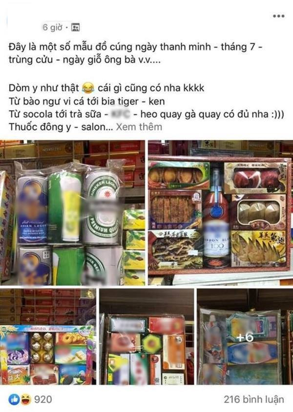 Ấn tượng nhất có lẽ là hình ảnh của những ly trà sữa đủ loại, combo heo quay, gà quay, vịt quay, cho tới cao dán đau lưng, kem đánh răng, bào ngư, vi cá hay thậm chí là cả răng giả cũng được sản xuất để bán cho khách hàng trong thị trường vàng mã rằm tháng 7 năm nay,