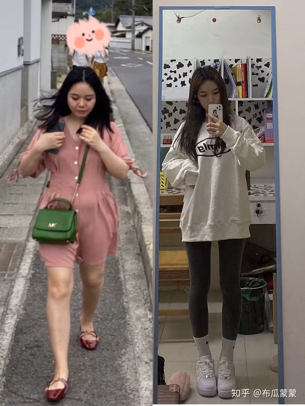 Gần đây, mạng xã hội truyền tay nhau về hành trình giảm cân của cô gái trẻ có tên Mông Mông. Trước đây, cô nặng hơn 65kg, còn hiện tại, số cân nặng của cô chỉ ở khoảng 44-46kg.