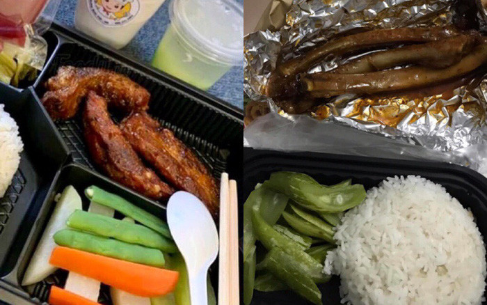 Đồng cảnh ngộ với cô gái trên, một cư dân mạng từng đăng đàn tố cáo cơm sườn bán trên mạng khác xa với hình ảnh quảng cáo, nhận suất sơm về những miếng sườn chỉ như cây củi khô, không còn tí thịt nào.