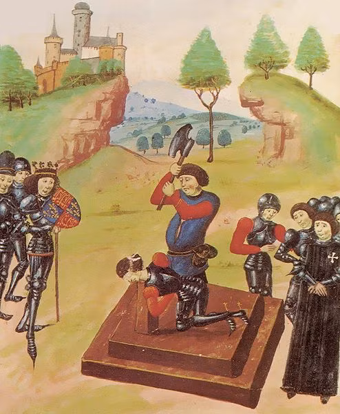 Hình thức xử tử rùng rợn khác là chặt đầu. Không chỉ dân thường mà cả quý tộc nếu phạm tội nghiêm trọng như phản quốc cũng bị hành hình theo cách này.